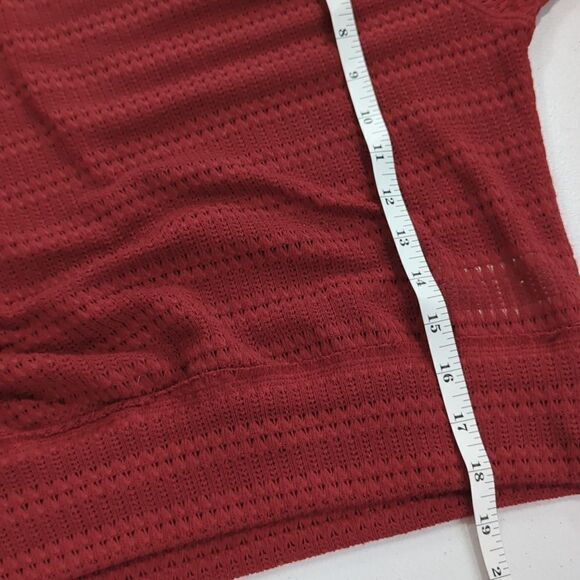 Free People Sweater Womens Small Red Pointelle Knit Cropped Cowl Neck Boho - Picture 10 of 10